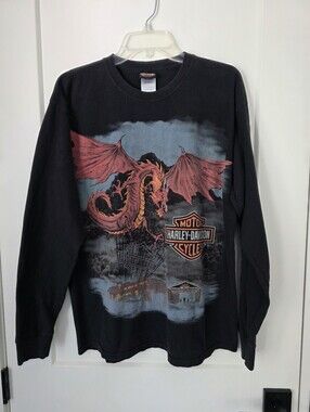 Harley-Davidson Smokey Mountain Black Long-Sleeve Dragon Graphic Tee